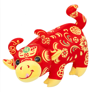 Souvenir Cadeau Rood Zacht Pluizig Pluche Speelgoed Dieren Knuffels Pop 25/30/40Cm Mascotte Koe Gevulde Stier - Product Image 2