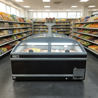 Congélateur îlot horizontal à porte coulissante en verre Elite Retail, intégré et prêt à l'emploi, pour la section de réfrigération des grands magasins