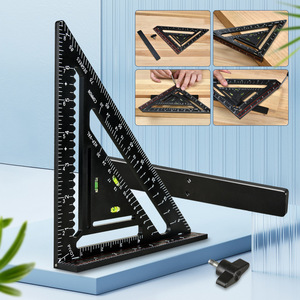 Triangular Ruler Metal Folding 90 Degree Woodworking Carpentry Marking Ruler With Level And Clamp - Product Image 1