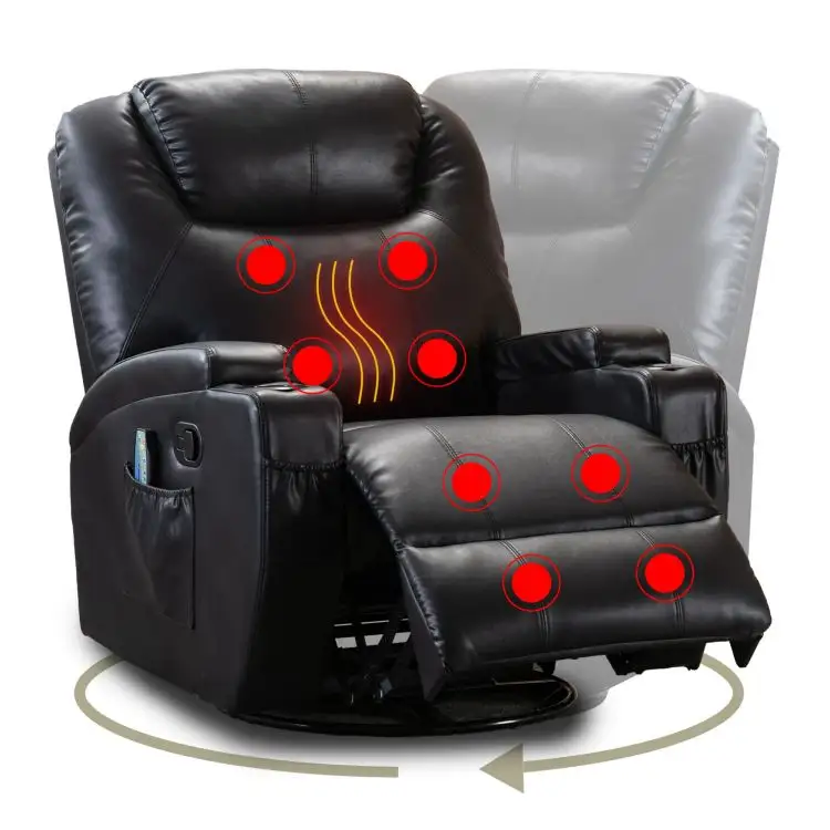 Silla reclinable de cuero auténtico para masaje, asiento reclinable de ocho puntos, con función de masaje moderno, 135 unidades, WQ