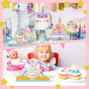 Einhorn Regenbogen 6pcs rosa hölzerne Wand schilder umwelt freundliche Geburtstags feier Tisch dekoration für Mädchen <span class=keywords><strong>Baby</strong></span> Holz Handwerk Foto Requisiten - Product Image 5