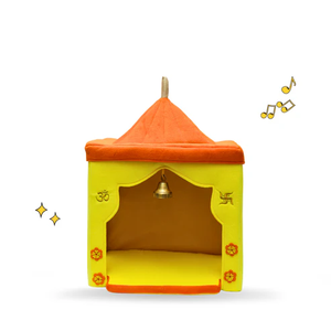 Chokha Vesh Plush Mandir pour Enfants, Kit de Jeu Temples Hindous Pliable et Doux de 53 cm, Jouet d'Apprentissage Spirituel Non Toxique pour 2-4 Ans, Puja à Domicile - Product Image 1