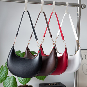 Crescent Moon Women's <b>Shoulder</b> <b>Bag</b> Middle Size Underarm <b>Bag</b> Everyday Use <b>White</b> Black Red Coffee Color - Product Image 1