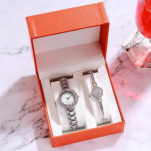 Luxury Diamond Zircon 5-Piece Set Wrist Watch <strong>Magnetic</strong> <strong>Earring</strong> Bracelet Ring Bracelet Watch With Women - Product Image 2