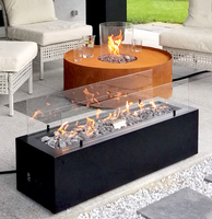 Cheminée à gaz en métal autoportante pour patio extérieur, foyer au propane en acier Corten pour jardin