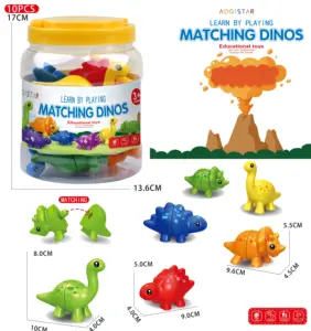 Educativo Snap-n-impara dinosauri abbinati, gioco di apprendimento delle abilità motorie del bambino, giocattolo di conteggio e smistamento, giocattoli sensoriali del bidone