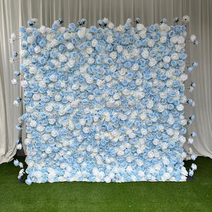 Rouleau mural de fleurs artificielles en soie L48 5D 8x8, bleu ciel clair, en tissu, pour toile de fond décorative de mariage et événements - Product Image 6