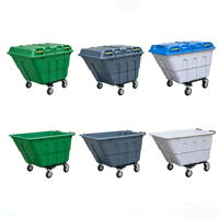 Conteneur à déchets de 400 litres, poubelle extérieure avec double couvercle, camion à ordures sanitaire de 400L avec pédale en métal et 4 roues