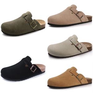 Mules en cuir de vache véritable personnalisées pour femmes et hommes, sandales à boucle à enfiler avec semelle intérieure en liège souple, chaussures décontractées d'été - Product Image 2