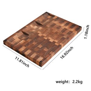 <span class=keywords><strong>Planche</strong></span> à découper en noyer <span class=keywords><strong>noir</strong></span> à grain transversal avec rainure pour les jus et bord naturel pour la cuisine - Product Image 6