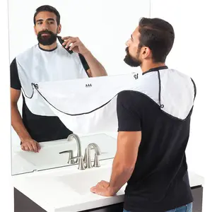 Poliéster buena calidad OEM personalizado para hombre barba cuidado Catcher afeitado recortador afeitado babero delantal capa