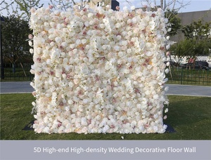 Muro de Flores Artificiales de Seda Personalizado de Fábrica, Fondo Blanco 5D Enrollable para Bodas, Hoteles, Fiestas, Decoración del Hogar - Product Image 6