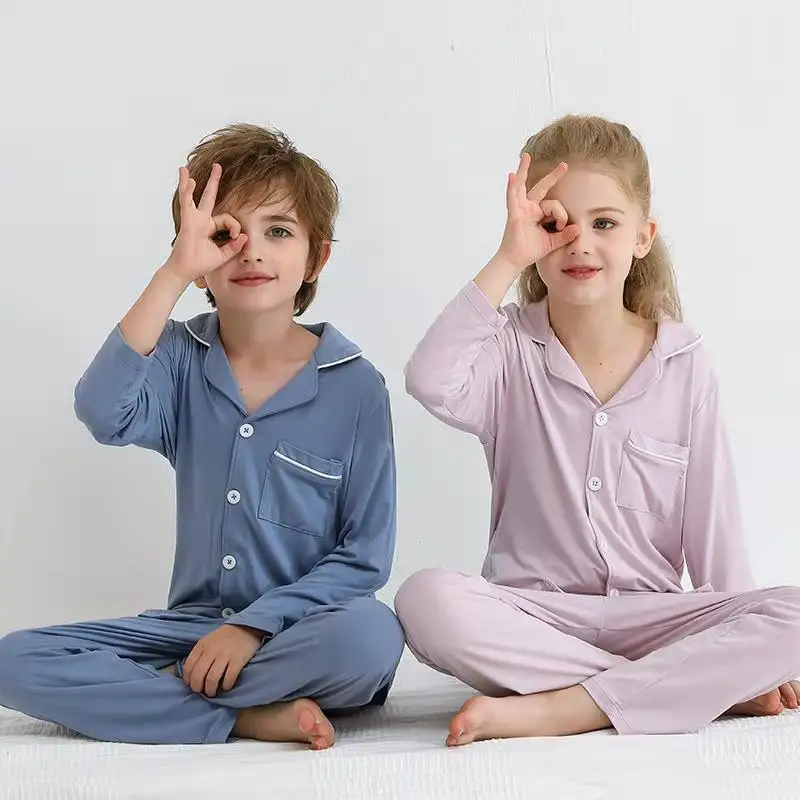 2021 summer children homewear clothing pyjamas boys girls long sleeve pajama set for kids