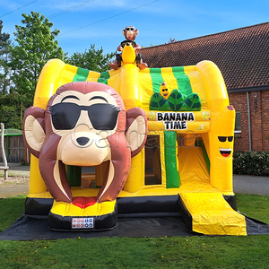 Château gonflable commercial à thème zoo en PVC, toboggan animalier, avec toit, écologique, imperméable, capacité 800 kg - Product Image 5