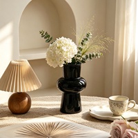 Vase en verre moderne et épuré, style ancien, pour décoration intérieure, arrangement floral, fleurs hydroponiques, fleurs séchées, décoration essentielle