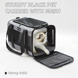 Transportín Cuadrado de Lujo Ecológico Negro Sólido de Lona Suave para Perros/Gatos/Animales Pequeños con Laterales de Malla y Parte Superior de Material Oxford - Product Image 2