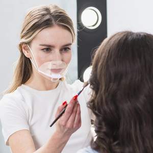 Masker transparan dapur, Anti tetesan senyum bening perisai masker perlindungan umum dapat disesuaikan layanan Restoran anti-kabut - Product Image 4