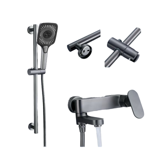 Bagno doccia in rame rubinetto di qualità in ottone valvola di miscelazione calda a doppia apertura a getto di pioggia morbido massaggio spazzolato bagno doccia tuta - Product Image 1