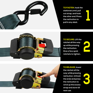 Carico pesante 2 "auto-avvolgimento cricchetto con ganci di bloccaggio S-indicatore di sovraccarico per il trasporto minerario e giacimenti petroliferi - Product Image 4