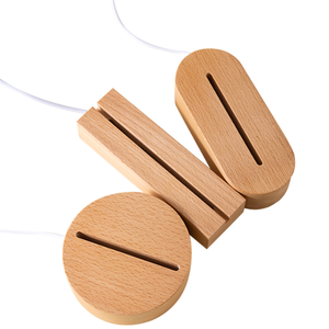 Đế đèn LED 3D tạo ảo ảnh hình bầu dục, hình chữ nhật, hình tròn, chất liệu gỗ thật, màu trắng ấm, cung cấp trực tiếp từ nhà máy, có sẵn trong kho. - Product Image 2