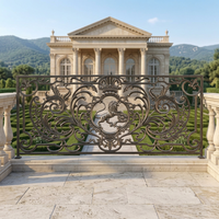 Rampe de balcon en fonte européenne, décorative, en fer forgé, avec emblème de lion, à fixation au sol, pour extérieur, jardin, villa, hôtel, résistant aux UV