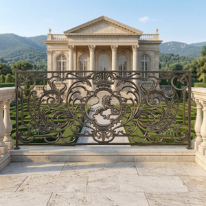 Rampe de balcon en fonte européenne, décorative, en fer forgé, avec emblème de lion, fixation au sol, pour extérieur, villa, hôtel - Product Image 1