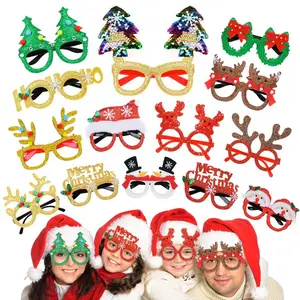 Christmas Glasses Glitter Party Glasses Frames Christmas Decoration Costume Eyeglasses for Holiday