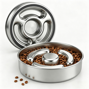 Durable 25 Oz 304 Stainless Steel Bowls Pet Dog Feeding Food Elevated <b>Feeder</b> Metal Eating <b>Slow</b> Bowl - Product Image 1