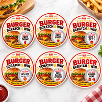 Carte à gratter personnalisée pour restaurant professionnel – Campagne promotionnelle, jeu à prix, bon de réduction, ticket pour événements promotionnels