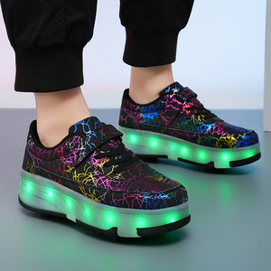 Kids Roller Shoes With Led Lights Double Row Wheels Mesh Lining Size 29 42 - Product Image 2