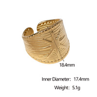 Großhandel Damen 18K Vergoldete Wasserdichte Verstellbare Ringe Achtzackiger Stern Breiter Edelstahl Offener Ring Farbecht