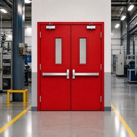 Porte extérieure en acier ignifugée 3 heures certifiée WH avec barre anti-panique, porte métallique d'évacuation d'urgence pour projet commercial aux États-Unis