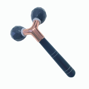 Rouleau de massage facial 3D en obsidienne noire, masseur facial multidimensionnel, outil de soin de la peau - Product Image 3