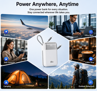 Power Bank Kapasitas Tinggi 20000mAh 45W PD Pengisian Cepat Charger Ponsel Portabel Paket Baterai dengan Kabel Ganda Terintegrasi