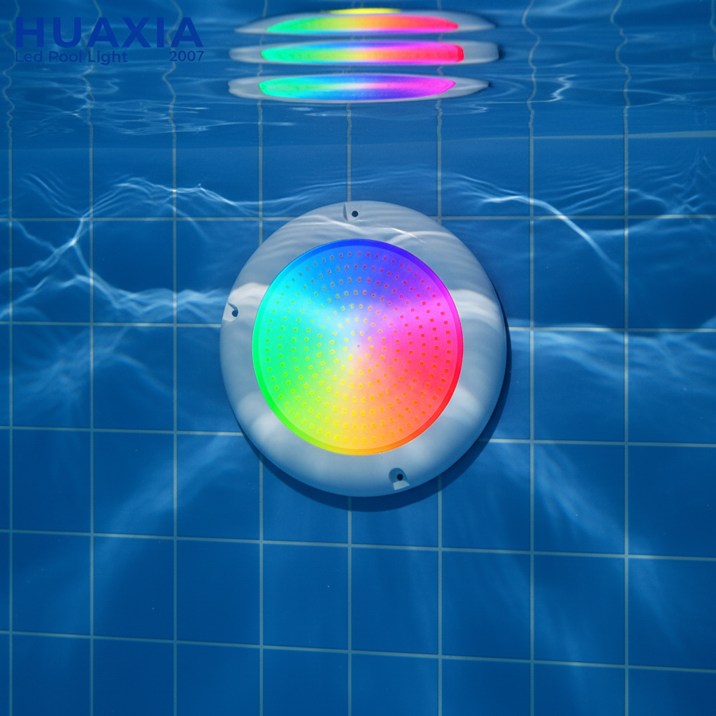 High Quality AC12V IP68 RGB LED Wall-Mounted Resin Filled PC Swimming Pool Lights with Remote Control & Dimmable