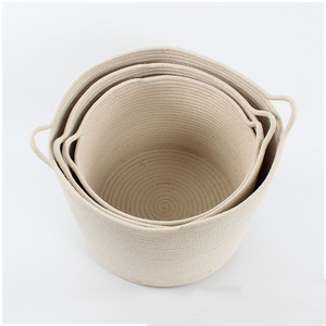 Cesta de cuerda de algodón plegable Europeo Americano superventas barato hogar trenza lavandería ropa cesta de almacenamiento con asa - Product Image 3