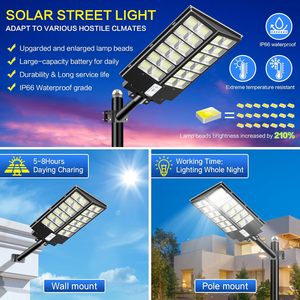Luces Solares LED Integradas Todo en Uno para Exteriores, con Lámpara de 800W/1000W/1200W, IP65, para Uso en Carreteras, Venta al Por Mayor - Product Image 2