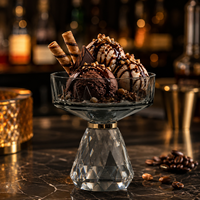Coupe à dessert en verre coloré poli et taillé à la main, sur piédestal, décorative, pour glaces et coupes glacées, idéale pour mariages, banquets et bars