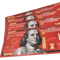 Billet de 100 dollars américain en or rouge spécial, argent cadeau pour souvenir, argent de jeu pour le plaisir, monnaie dorée