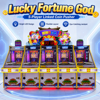 Machine de pousse-pièces d'arcade 5 joueurs, prix usine, grande capacité de jetons, taux de distribution personnalisé, pour parcs à thème