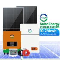 Système d'énergie solaire hors réseau ESUN 3KW, stockage d'énergie domestique 10KW avec batterie, onduleur, panneau solaire, ensemble complet