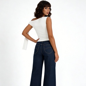 เสื้อครอปท็อปผู้หญิงแบบผูกไหล่ข้างเดียว - เสื้อกั๊กแฟชั่นลำลองแบบอสมมาตร - Product Image 2