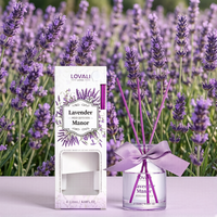 Diffuseur de parfum d'ambiance Lavender Manor 120 ml, écologique, luxueux, longue durée, avec roseaux violets, coffret cadeau avec nœud