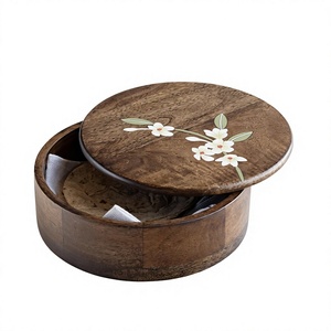 Wooden Classic <b>Stackable</b> Roti & Chapati <b>Storage</b> <b>Container</b> with Flip Top Lid Customized for Home Restaurant Wedding Use - Product Image 1