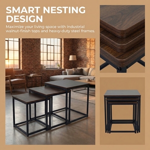 Table basse gigogne moderne en bois faite à la main - Base mobile pour chambre et hôtel, design durable et écologique - Product Image 1