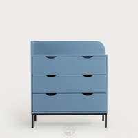 Commode moderne bleue à 3 tiroirs |   Écologique |   Pieds en acier thermolaqué |   Collection SUAVE Chambre à coucher Salon