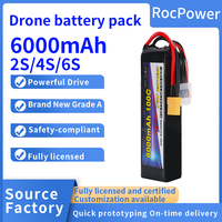Dayanıklı Performans 6000mAh Lityum İyon Pil Paketi 2S 4S 6S Sürekli Deşarj Uzun Ömürlü Enerji Kaynağı Katı Hal Pil
