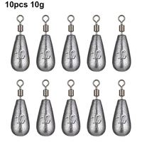 Plombs de pêche à dégagement rapide Orjd, 10 pièces de 10g, pour leurres souples, accessoires de pêche au bar, plombs de ligne, connecteurs d'hameçons