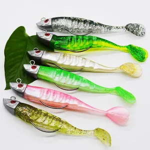 Mit Haken Seefisch köder Swimbait 16G 26G Silikon köder Jigging kopf Soft Bait Black Minnow Für Bass Pike Angel köder