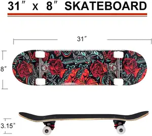 Harga murah disesuaikan 7 lapisan kayu Maple lengkap papan seluncur Skateboard untuk pemula remaja dewasa